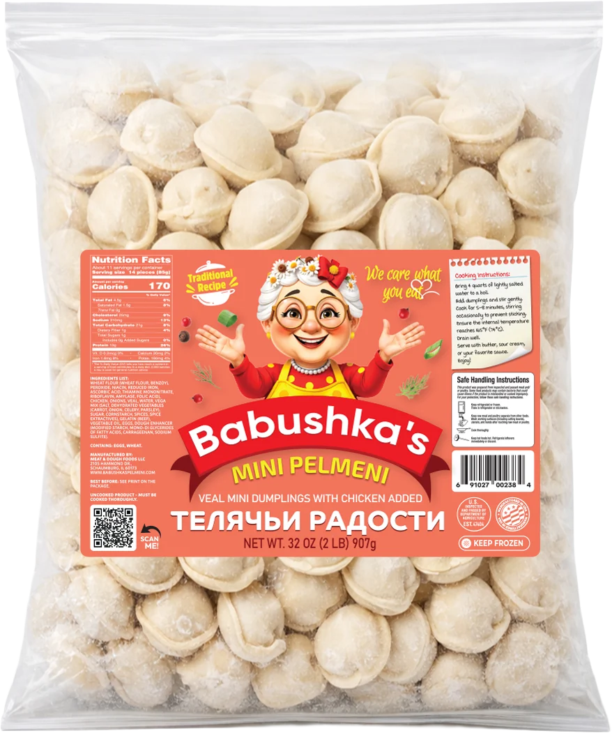 Babushka's Veal with added chicken Mini pelmeni, 2 lb (907 g)