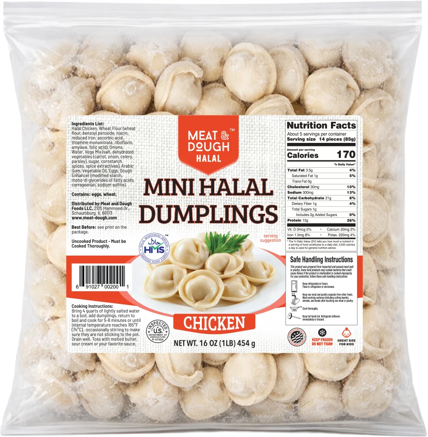 Meat & Dough Halal Chicken Mini pelmeni, 1 lb (454 g)
