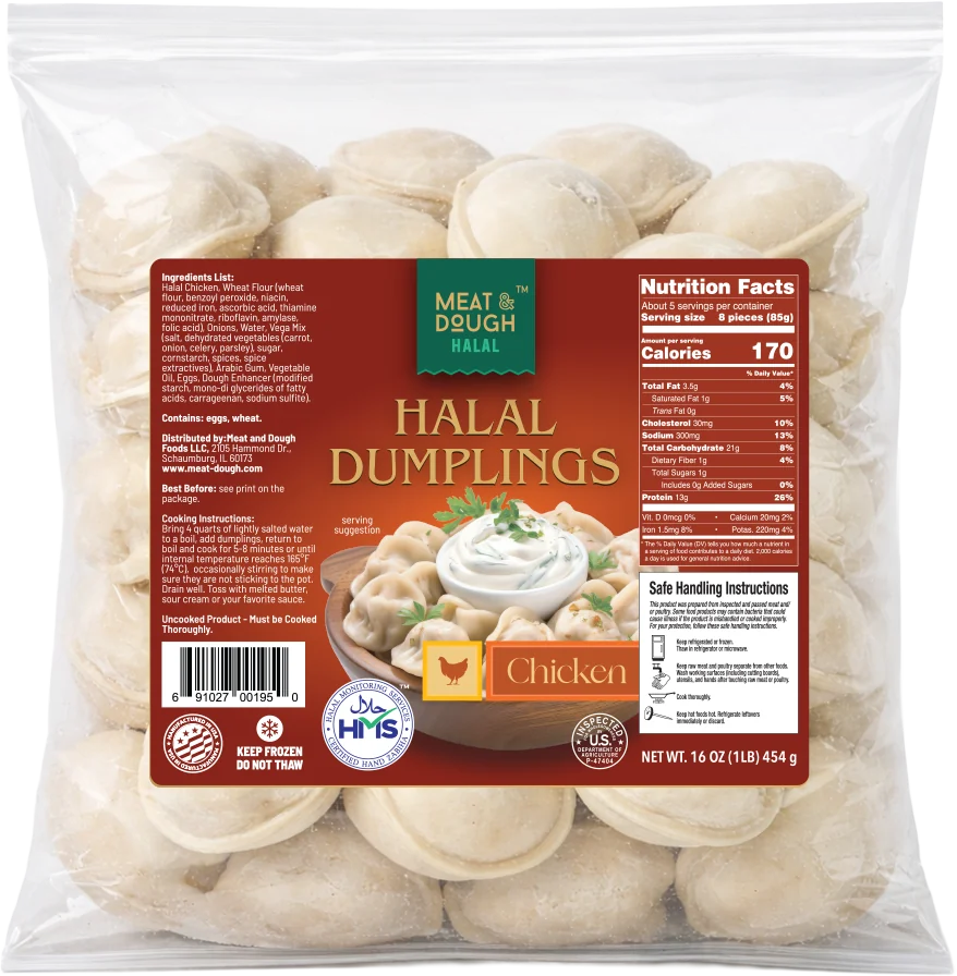 Meat & Dough Halal Chicken Regular pelmeni, 1 lb (454 g)